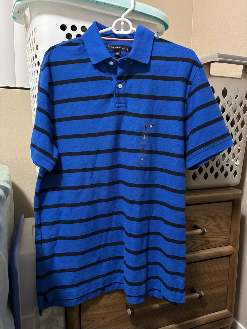 Tommy Hilfiger Royal Blue & Black Striped Polo